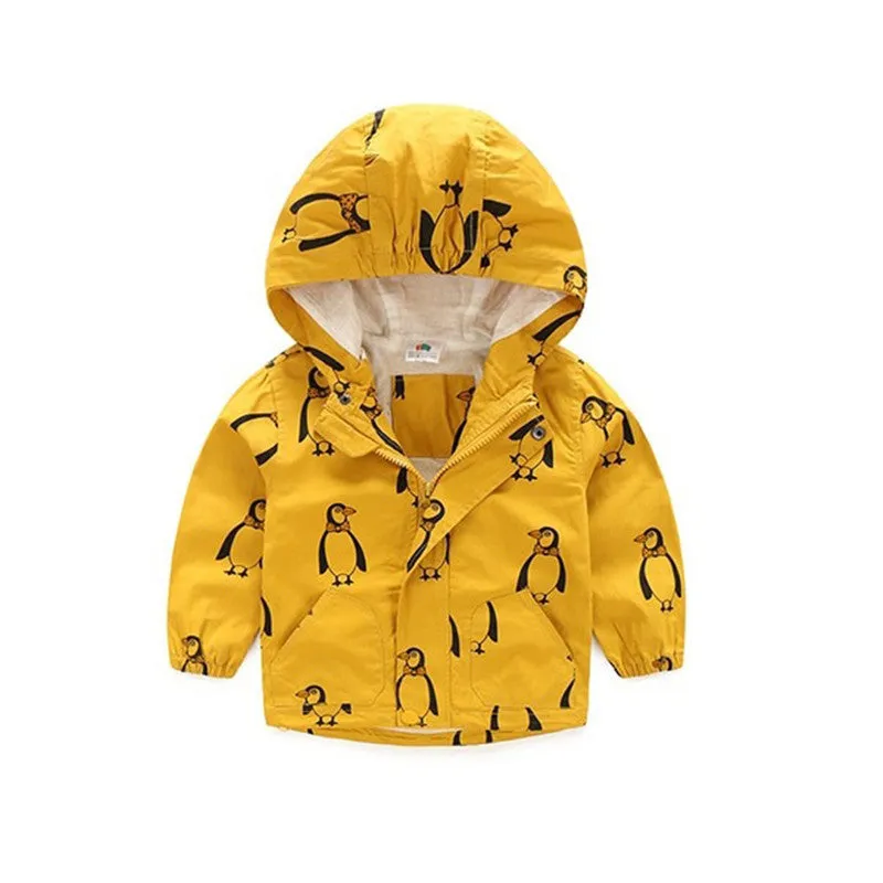 18M-6T Fashion Spring/Autumn Boys Hooded Jackets Cartoon Monster Print Outwear Good Quality Ginger Yellow Blouson Garcon CMB349