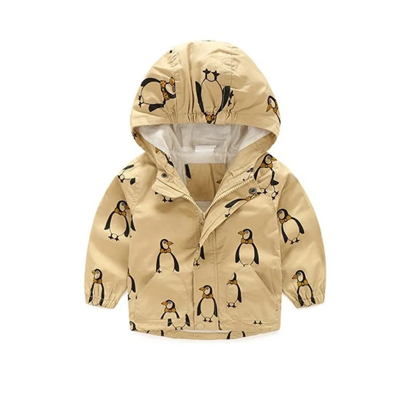 18M-6T Fashion Spring/Autumn Boys Hooded Jackets Cartoon Monster Print Outwear Good Quality Ginger Yellow Blouson Garcon CMB349