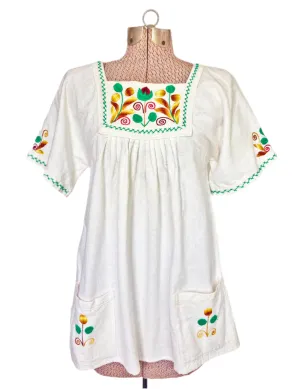 1960s Embroidered Folk Blouse Cotton