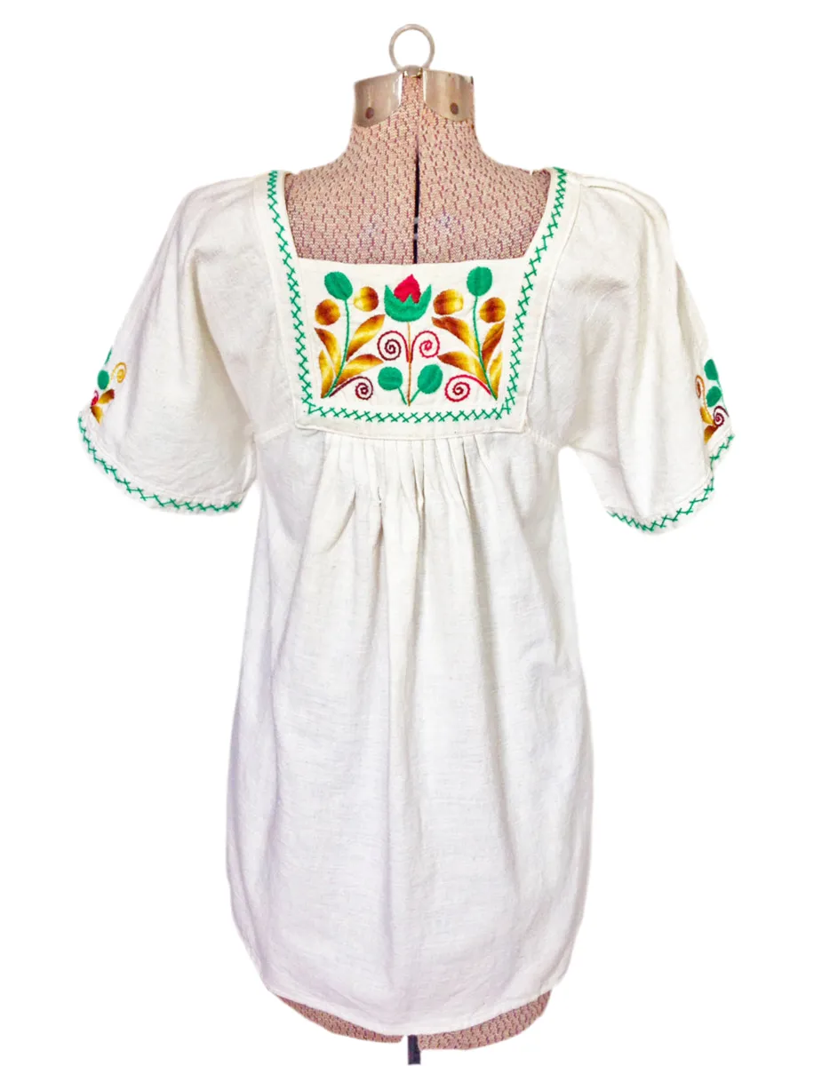 1960s Embroidered Folk Blouse Cotton