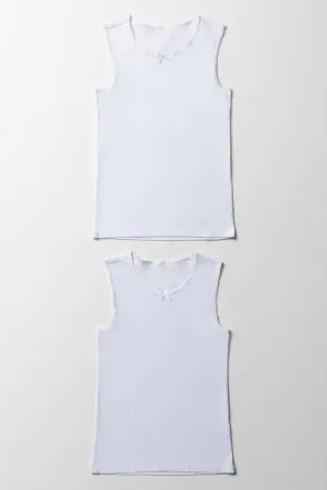 2 Pack Sleeveless Vests White