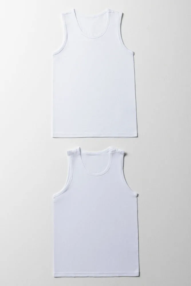 2 Pack Sleeveless Vests White