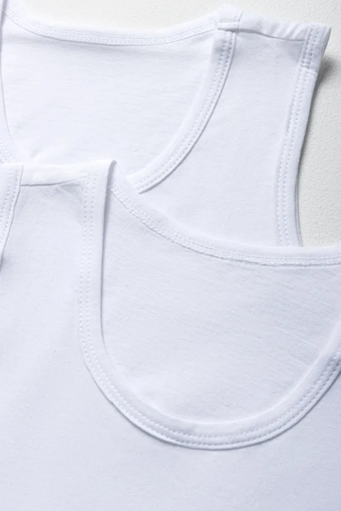 2 Pack Sleeveless Vests White