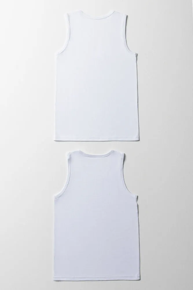 2 Pack Sleeveless Vests White