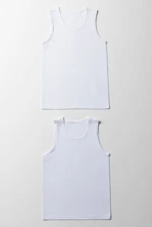 2 Pack Sleeveless Vests White