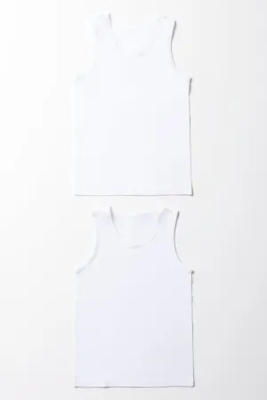 2 Pack Sleeveless Vests White