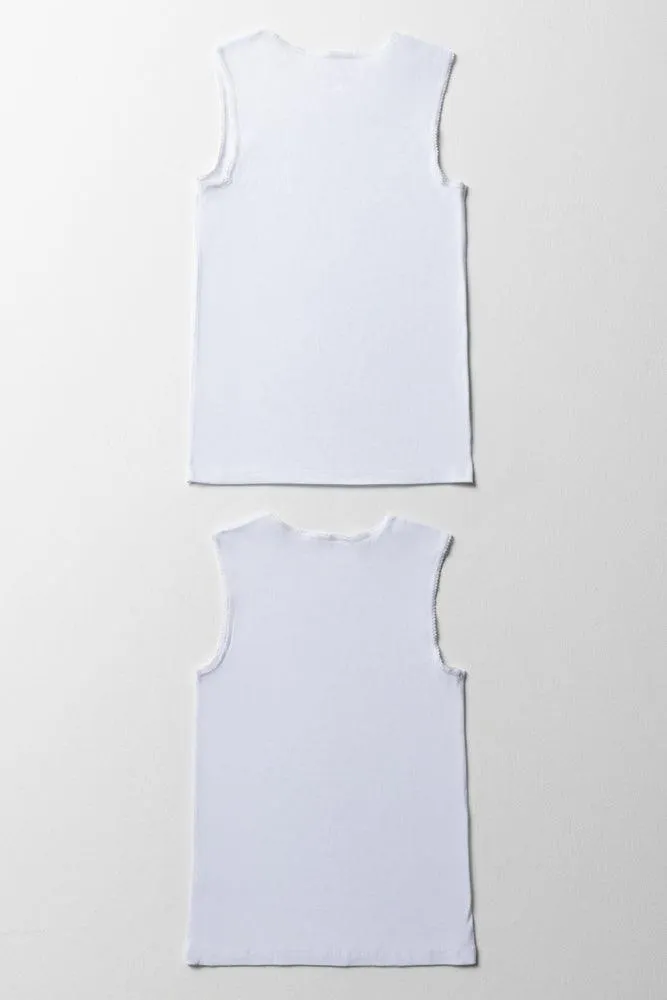 2 Pack Sleeveless Vests White