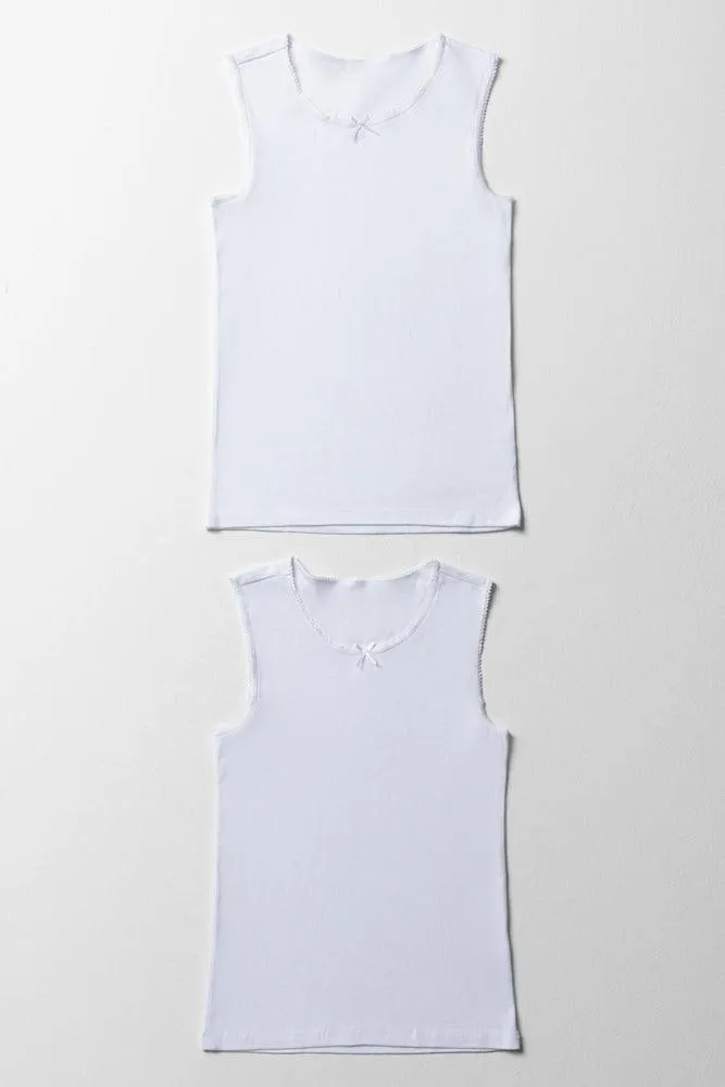 2 Pack Sleeveless Vests White
