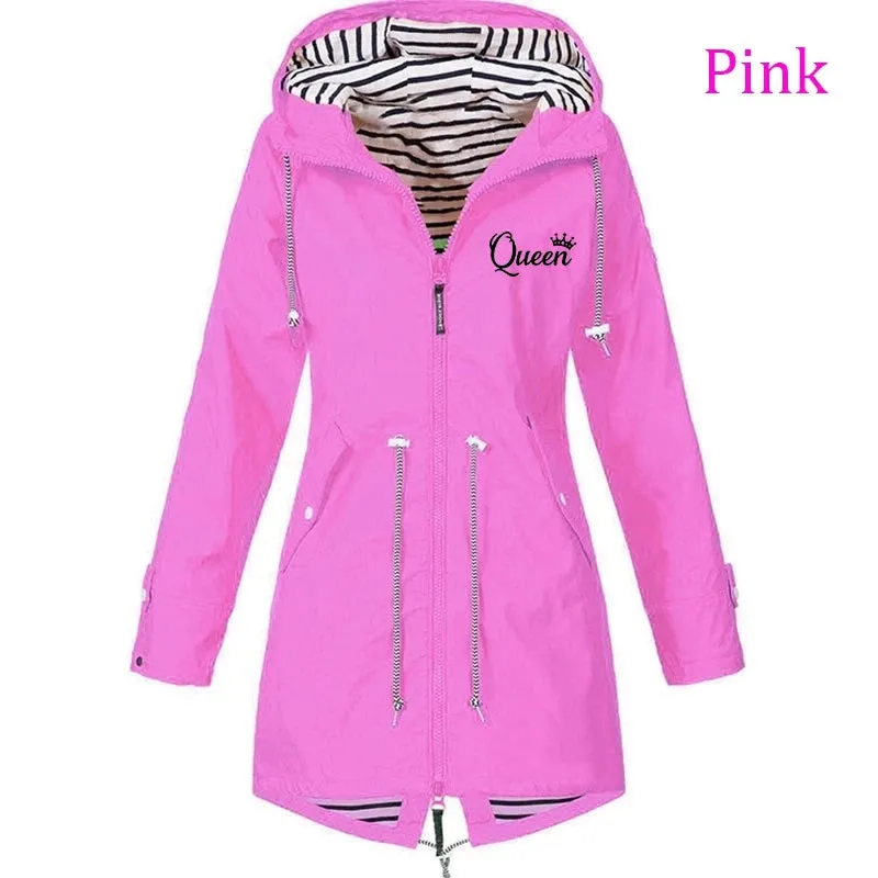 6 Colors Women Outdoor Waterproof Rain Jacket Casual Loose Hooded Windproof Windbreaker Climbing Jackets Coat For All Seasons