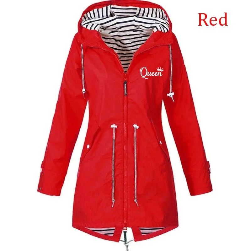 6 Colors Women Outdoor Waterproof Rain Jacket Casual Loose Hooded Windproof Windbreaker Climbing Jackets Coat For All Seasons