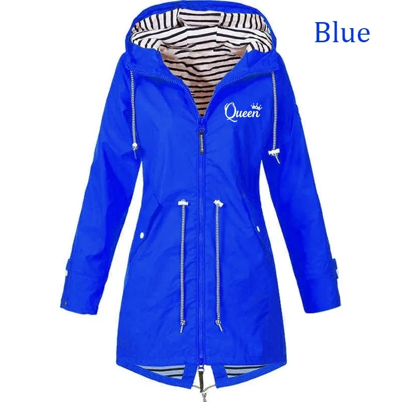 6 Colors Women Outdoor Waterproof Rain Jacket Casual Loose Hooded Windproof Windbreaker Climbing Jackets Coat For All Seasons