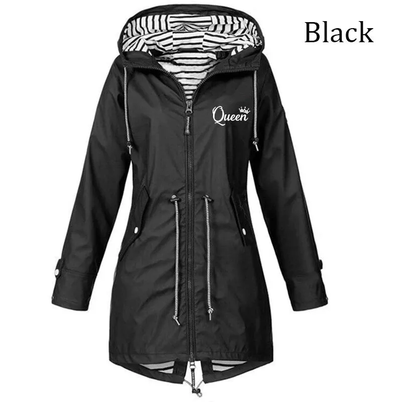 6 Colors Women Outdoor Waterproof Rain Jacket Casual Loose Hooded Windproof Windbreaker Climbing Jackets Coat For All Seasons
