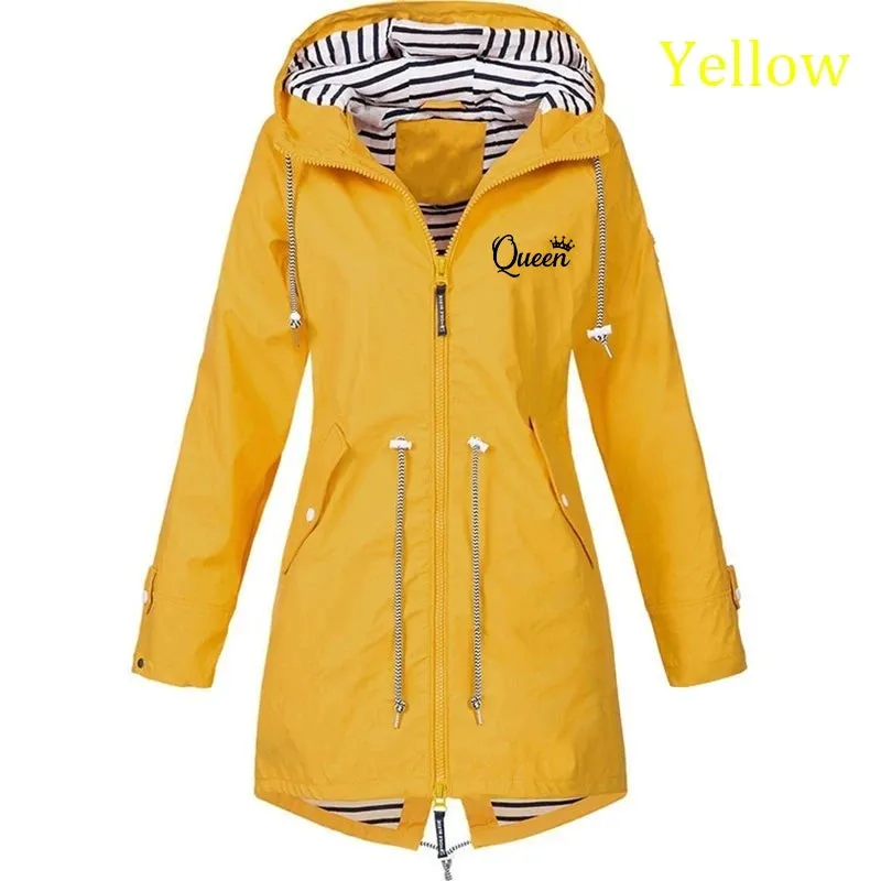 6 Colors Women Outdoor Waterproof Rain Jacket Casual Loose Hooded Windproof Windbreaker Climbing Jackets Coat For All Seasons