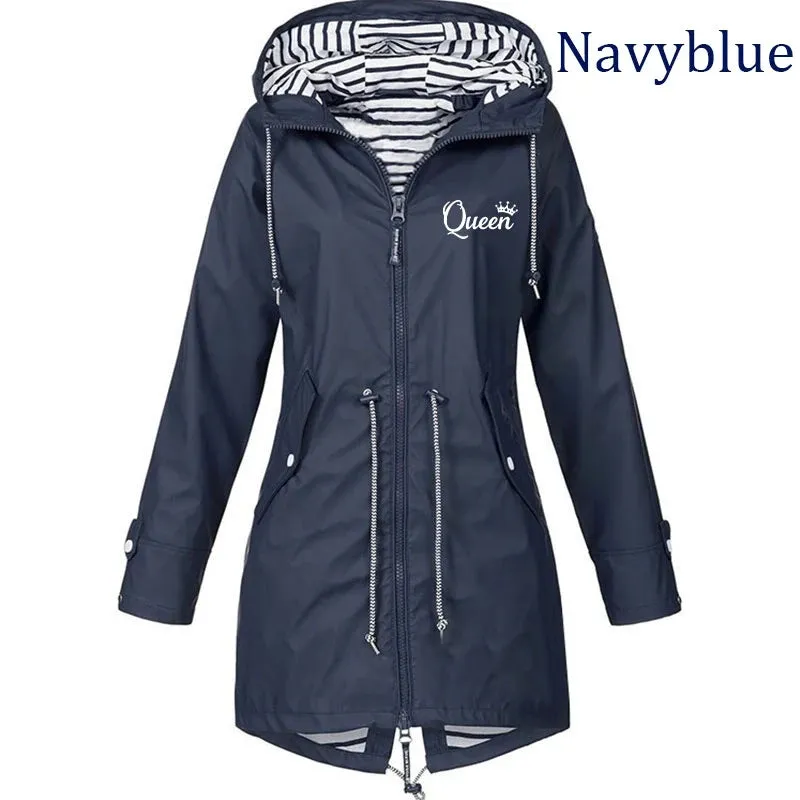 6 Colors Women Outdoor Waterproof Rain Jacket Casual Loose Hooded Windproof Windbreaker Climbing Jackets Coat For All Seasons