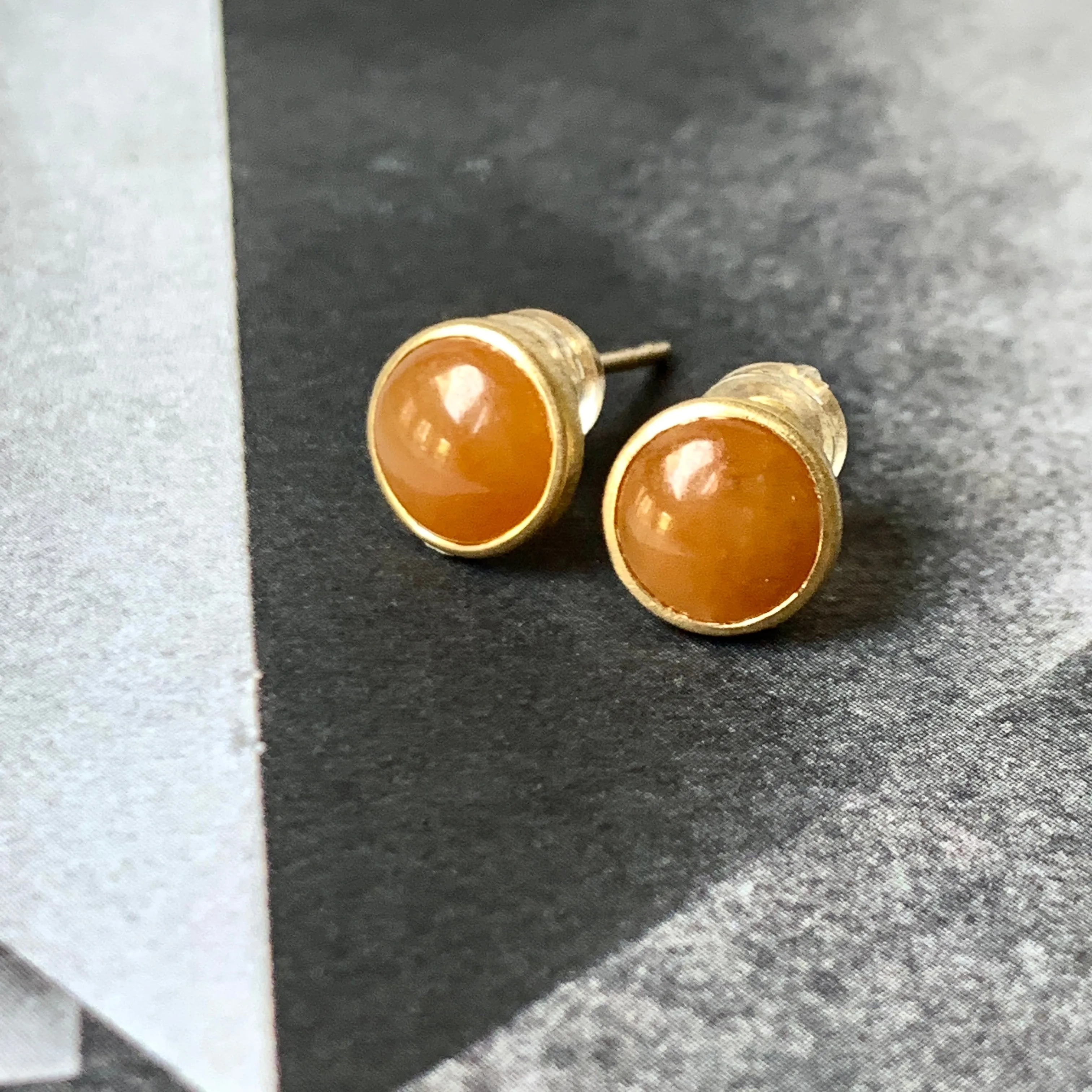 A-Grade Natural Red Jadeite Circle on Circle Jacket Earring Studs No.180733