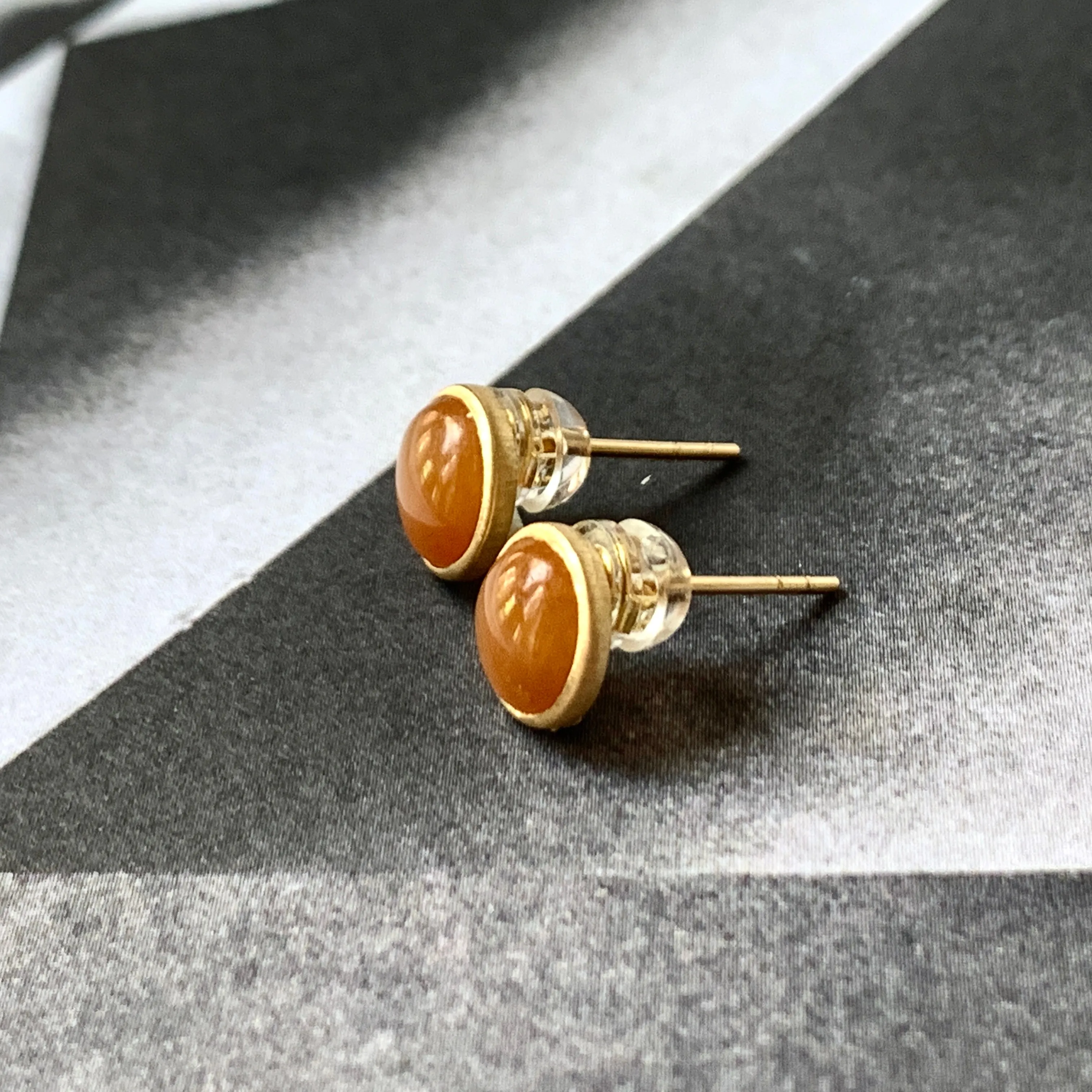 A-Grade Natural Red Jadeite Circle on Circle Jacket Earring Studs No.180733