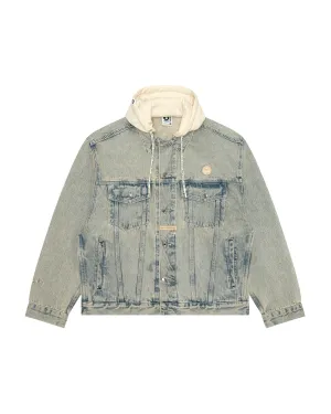 AAPENOW moonface logo hooded denim jacket