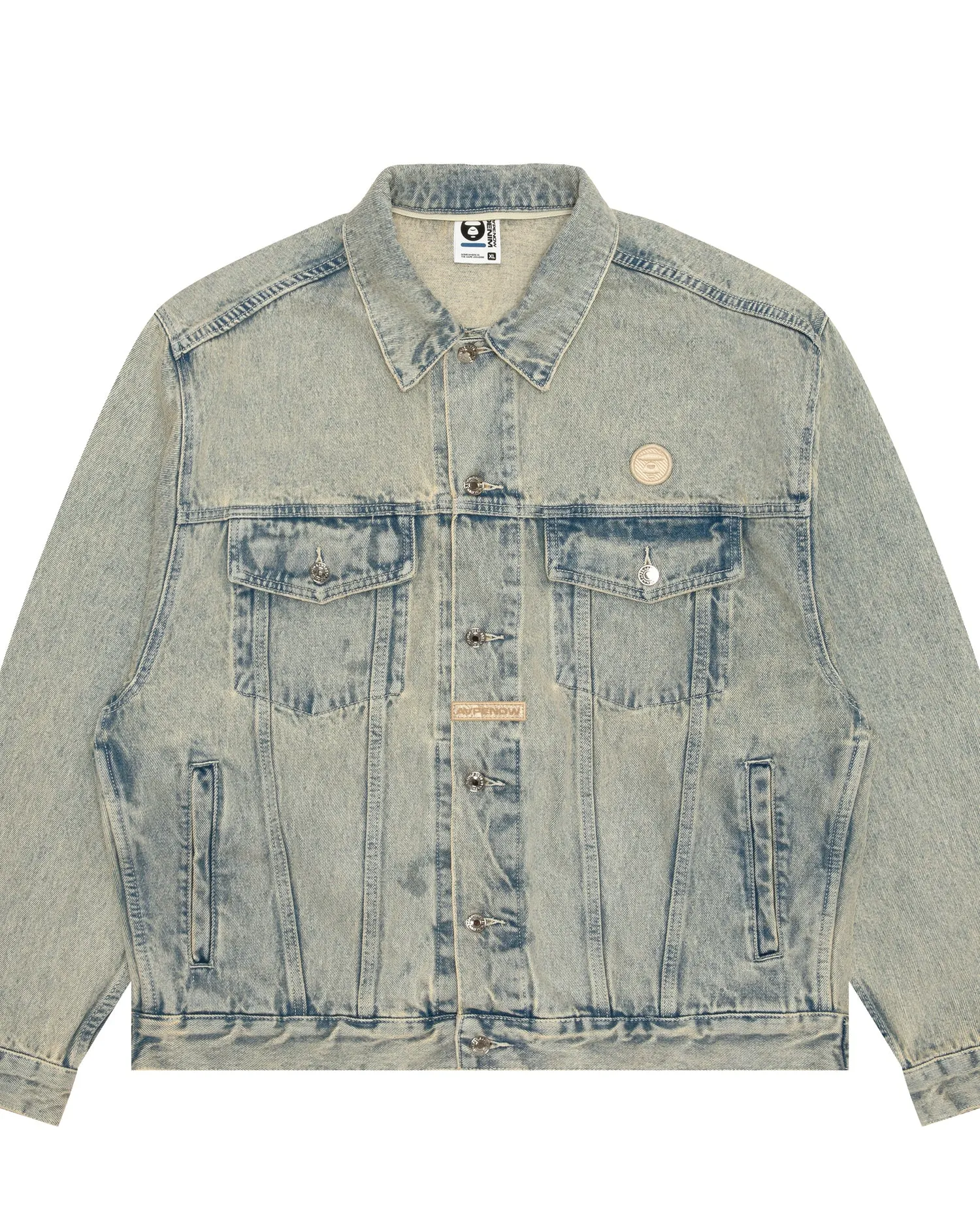 AAPENOW moonface logo hooded denim jacket