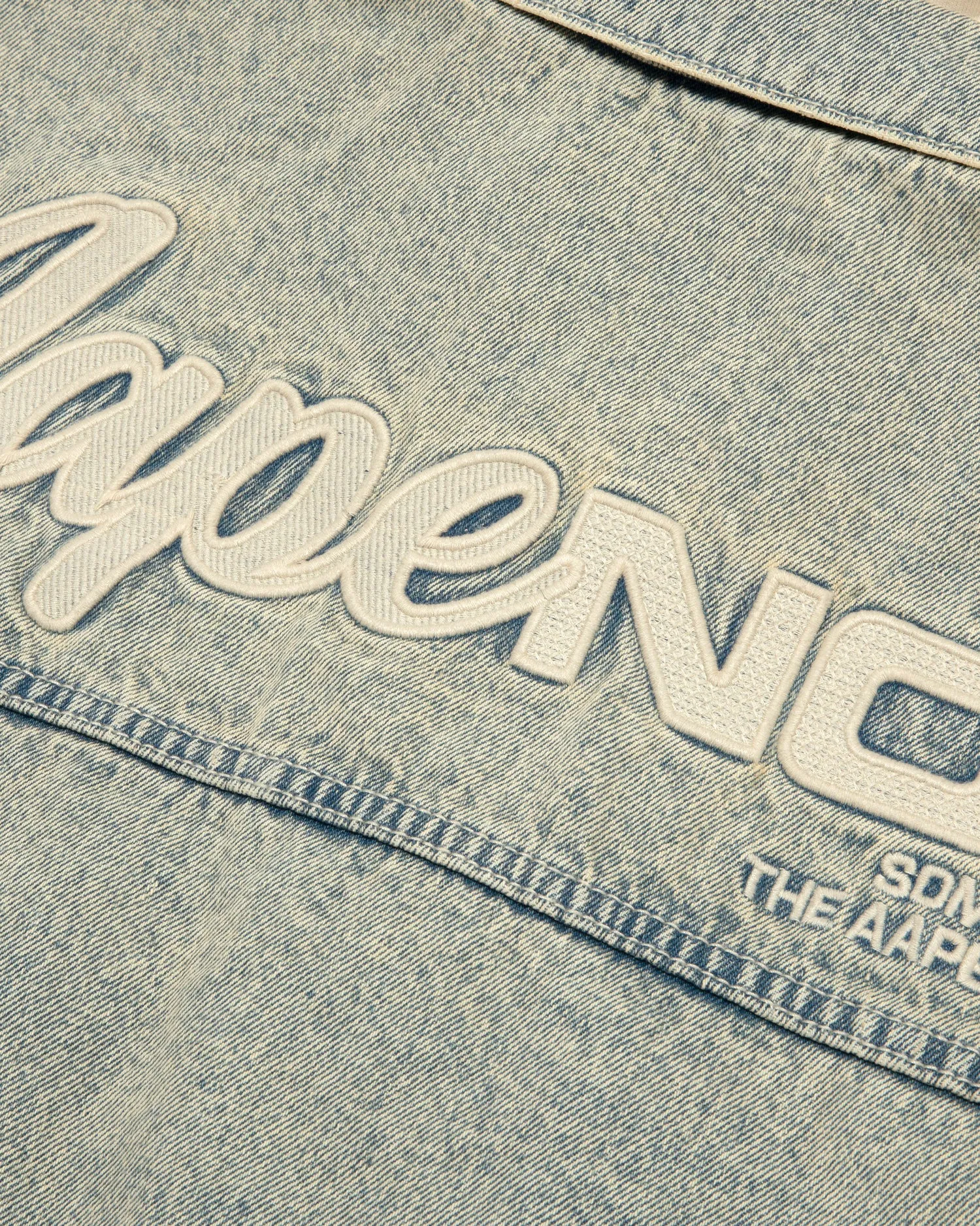 AAPENOW moonface logo hooded denim jacket