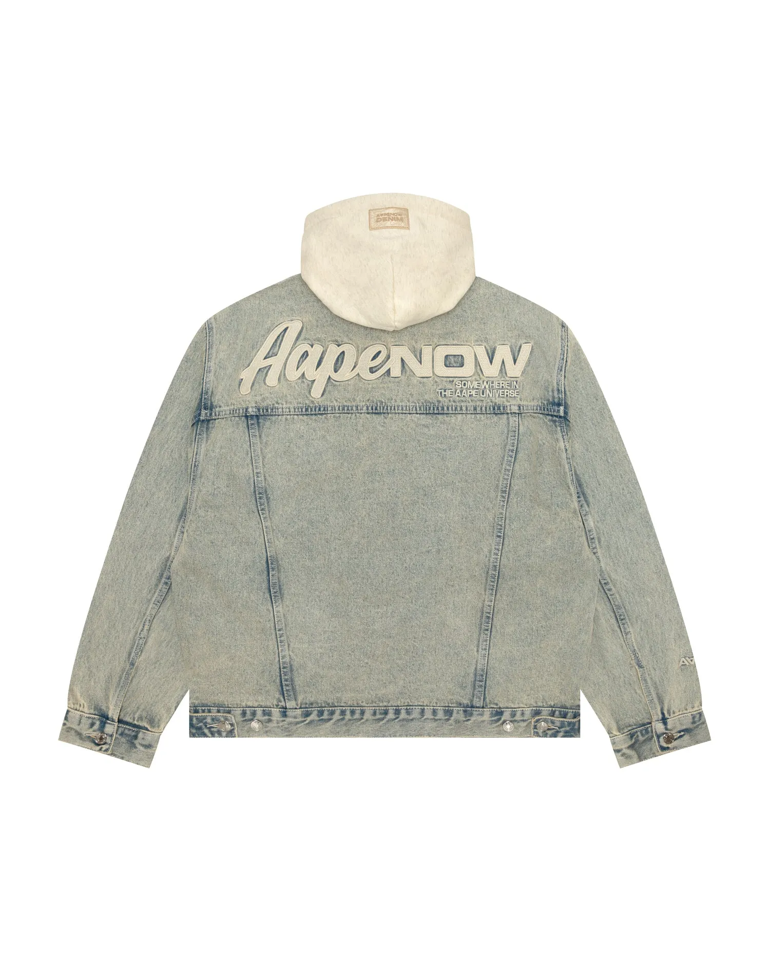 AAPENOW moonface logo hooded denim jacket