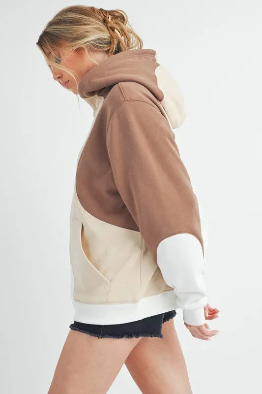 Aemi   Co Color Block Hoodie with Kangaroo Pocket