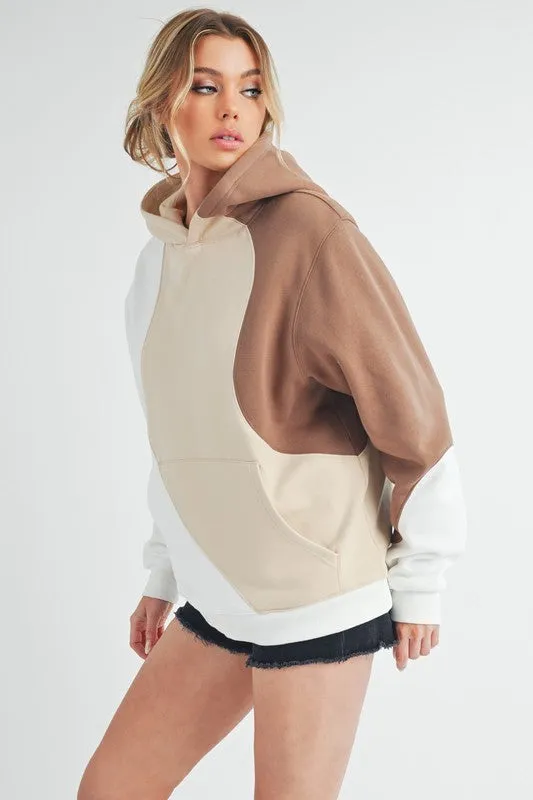 Aemi   Co Color Block Hoodie with Kangaroo Pocket