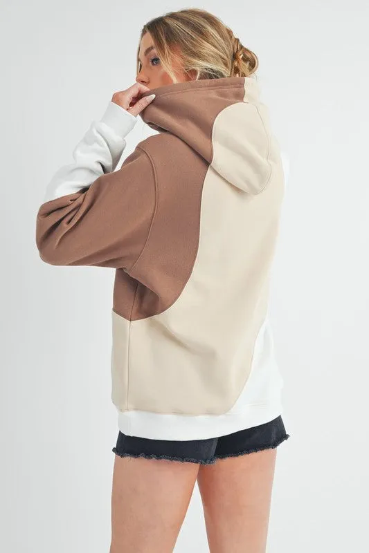 Aemi   Co Color Block Hoodie with Kangaroo Pocket