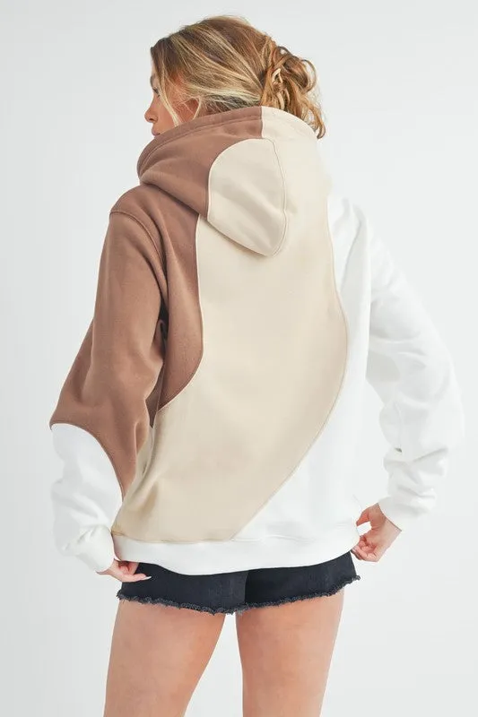 Aemi   Co Color Block Hoodie with Kangaroo Pocket