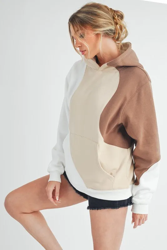 Aemi   Co Color Block Hoodie with Kangaroo Pocket