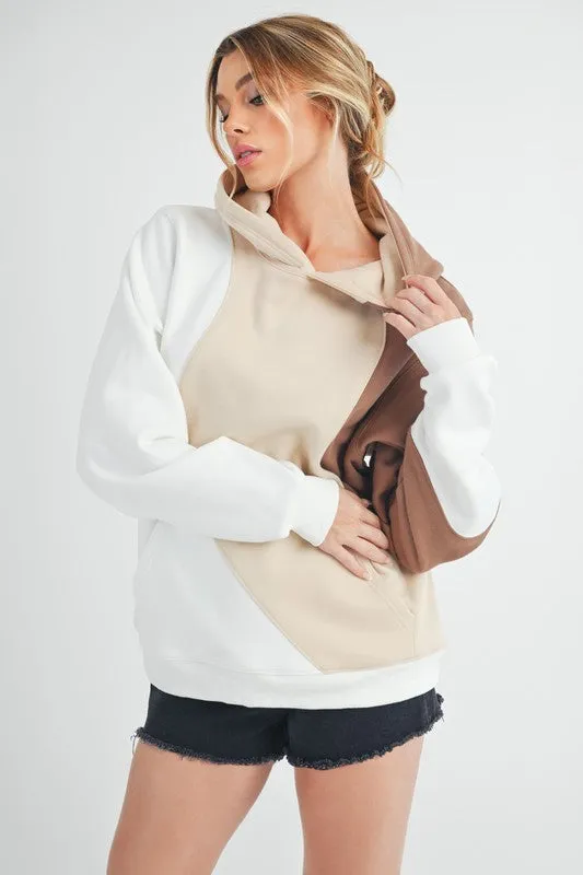 Aemi   Co Color Block Hoodie with Kangaroo Pocket