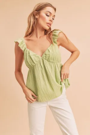 Aemi   Co Sweetheart Neck Ruffled Strap Top