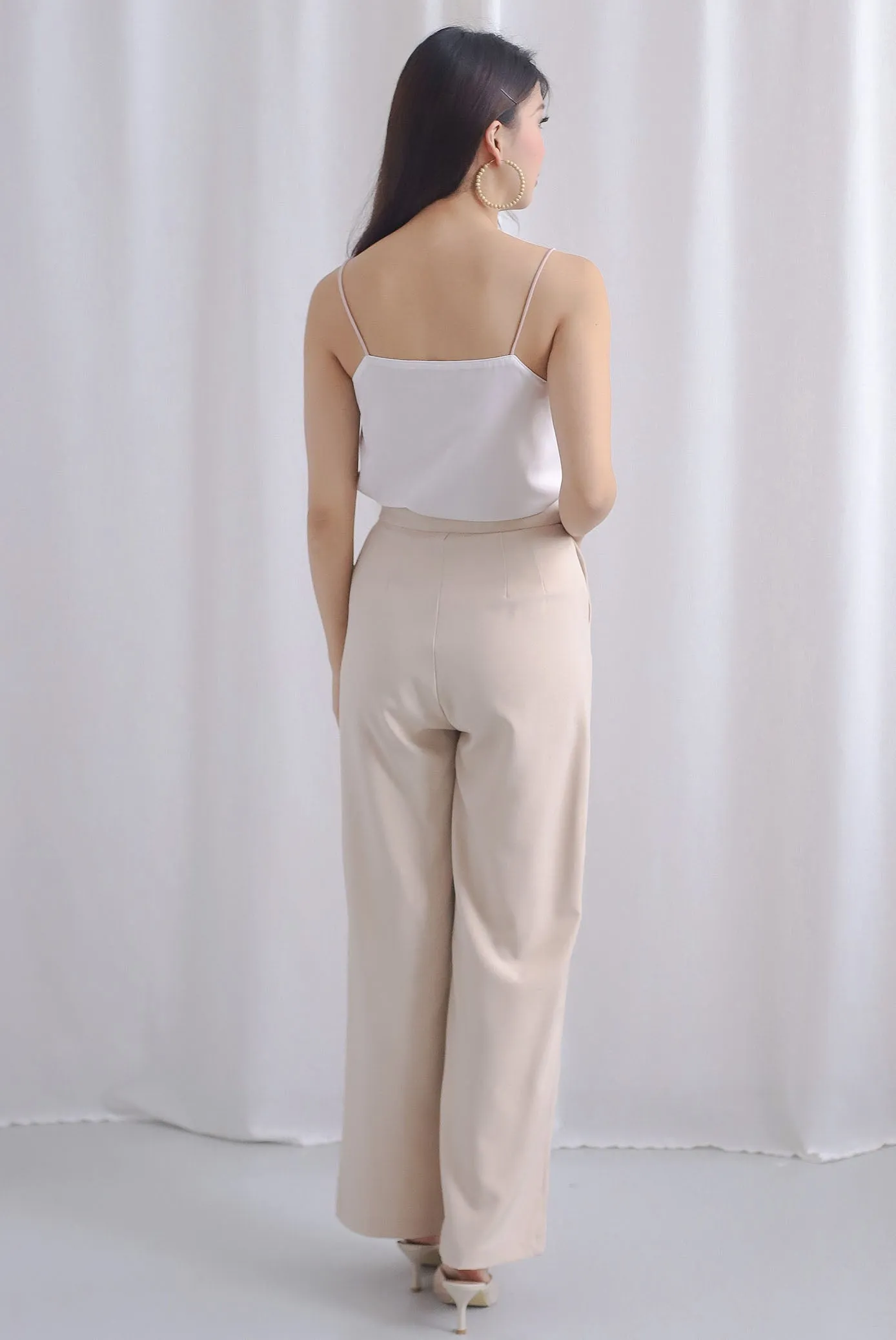 Ailee Reversible Sateen Spaghetti Top In Blush Nude/White