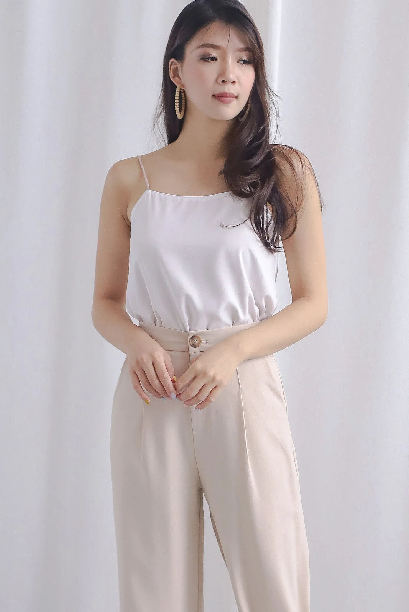 Ailee Reversible Sateen Spaghetti Top In Blush Nude/White