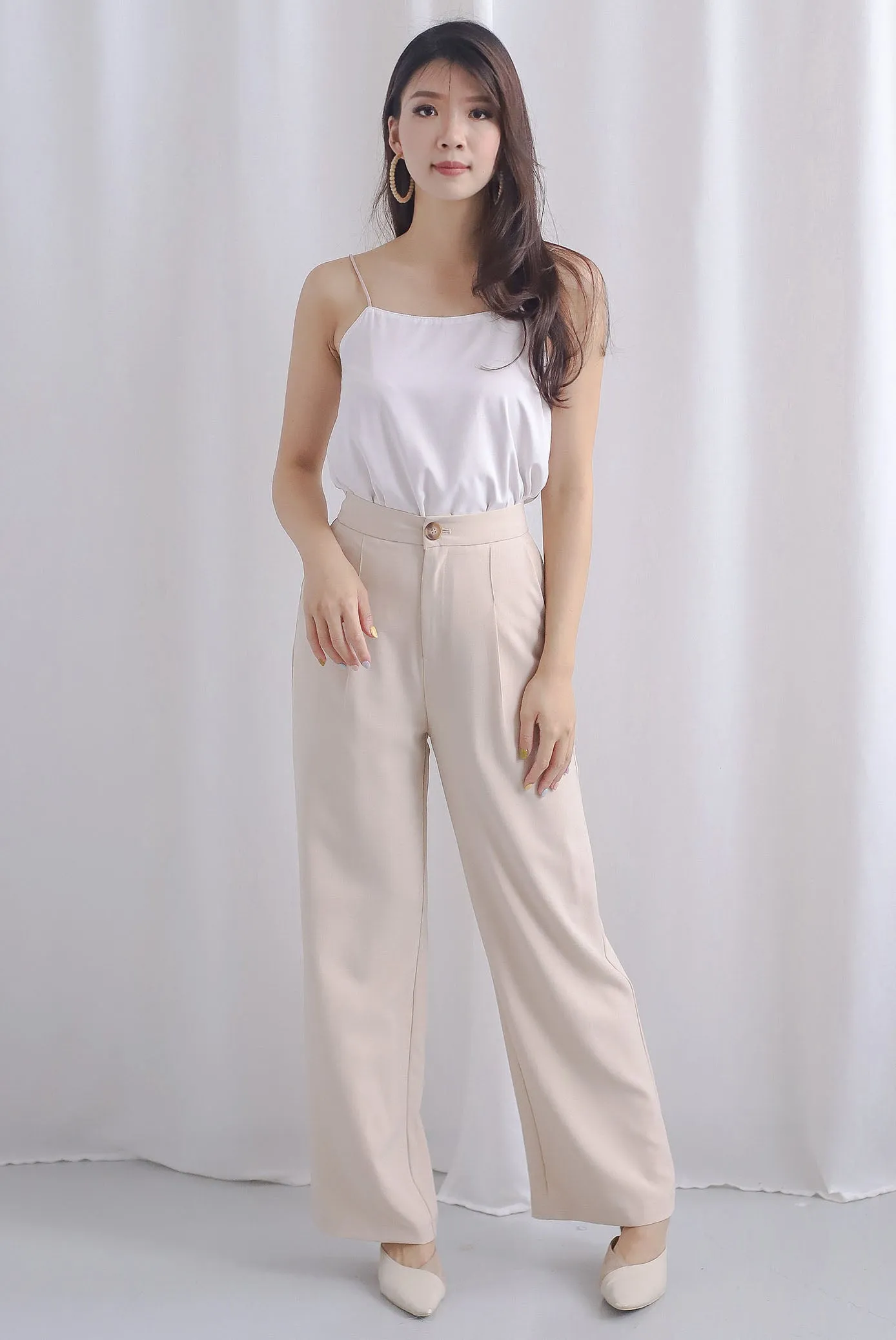 Ailee Reversible Sateen Spaghetti Top In Blush Nude/White