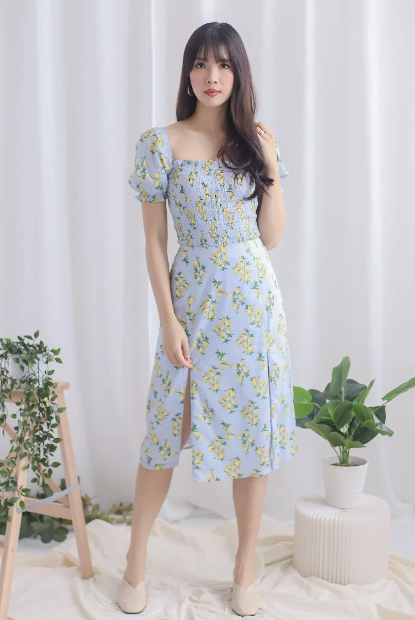 Alba Puffy Sleeve Top In Blue