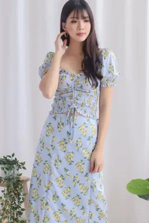 Alba Puffy Sleeve Top In Blue