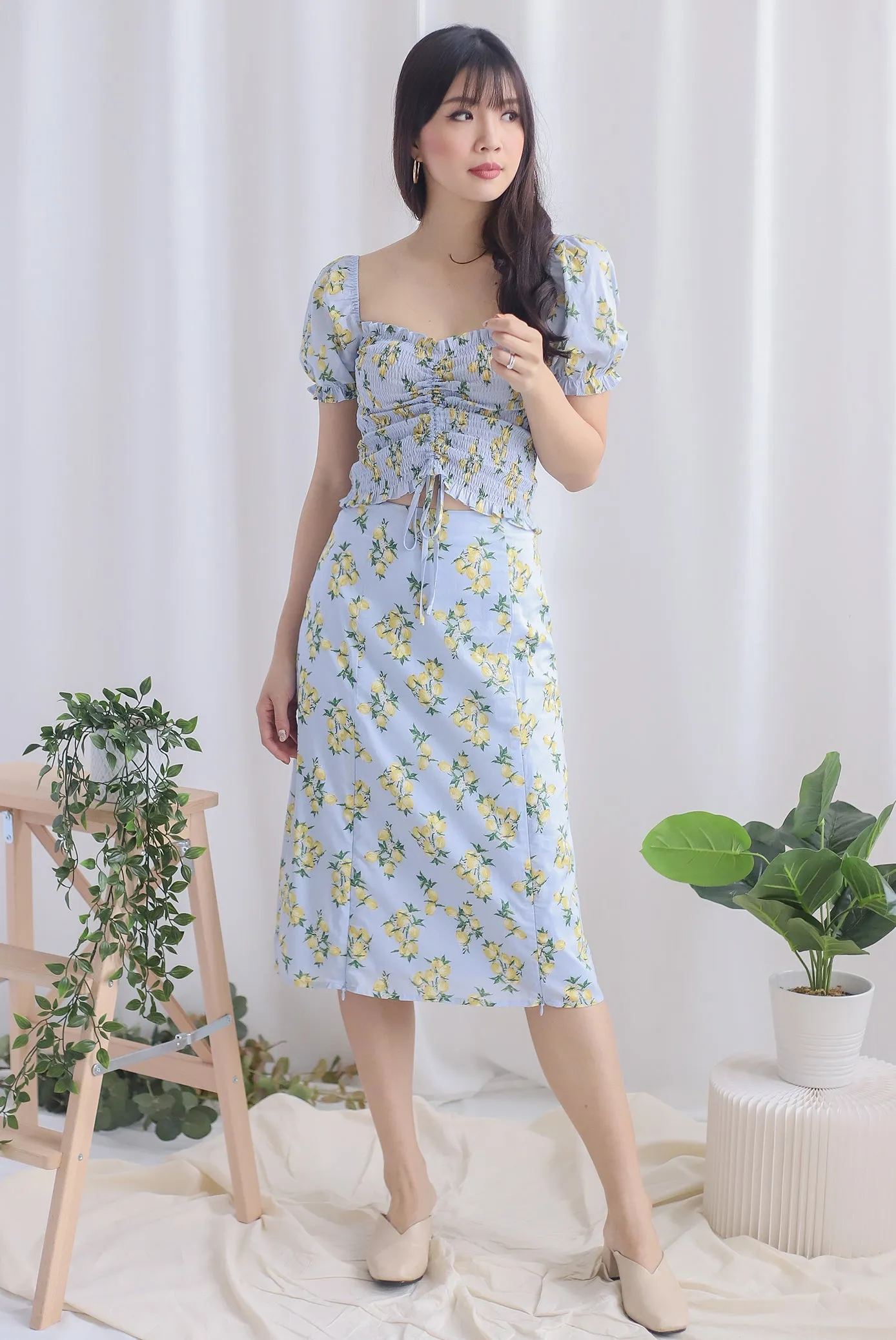 Alba Puffy Sleeve Top In Blue