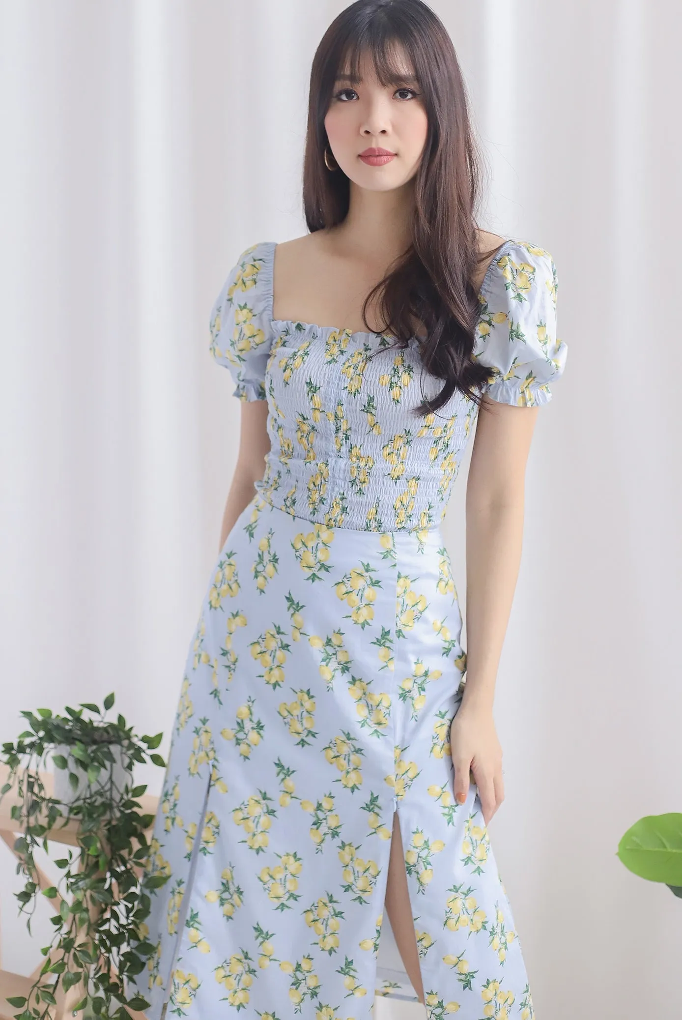 Alba Puffy Sleeve Top In Blue