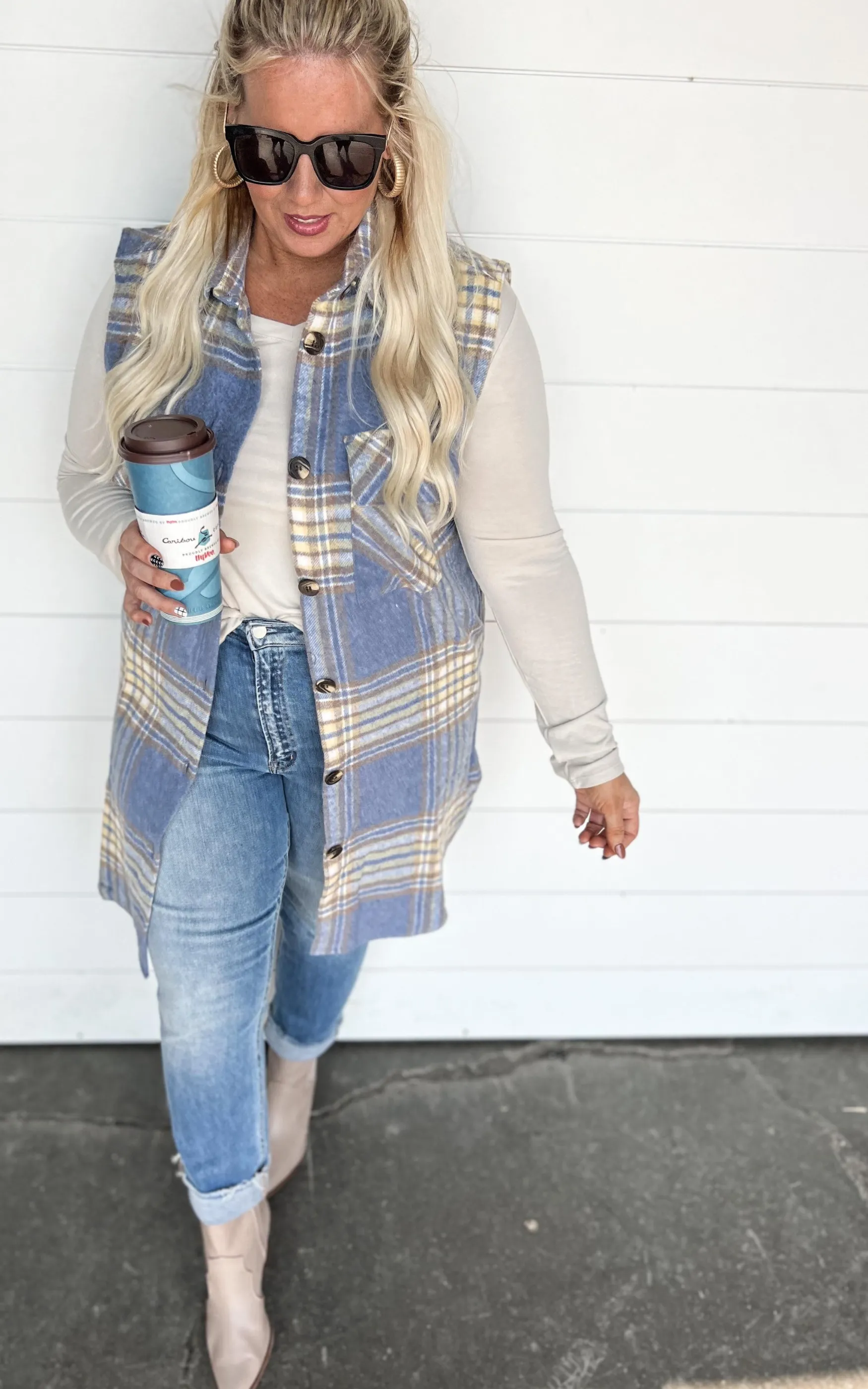 All Bundled Up Plaid Vest - Final Sale