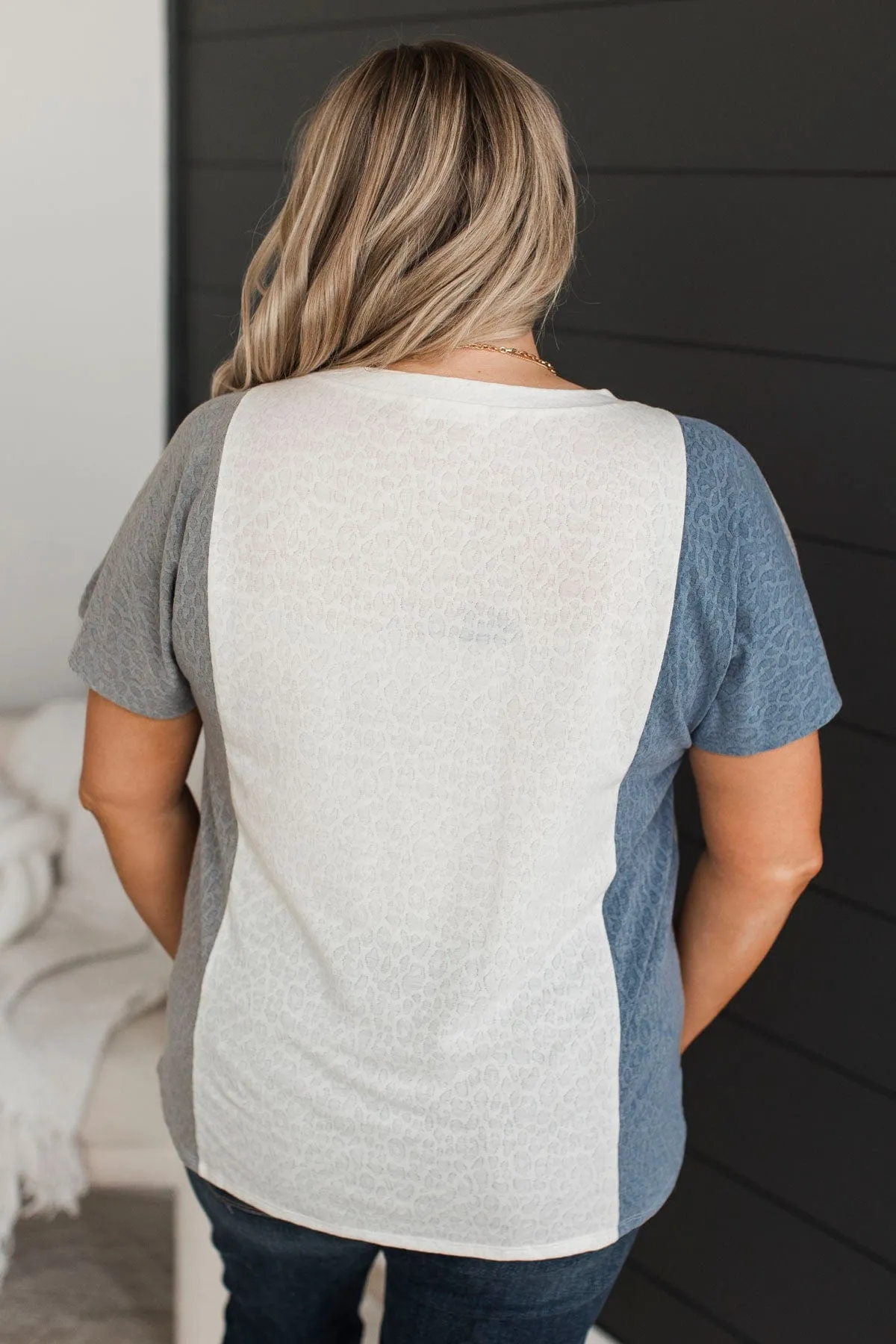 All Good Things Textured Tee- Grey & Denim
