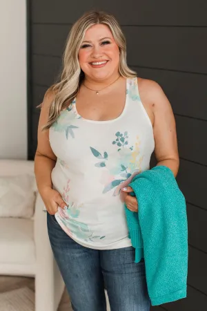 All Is Peachy Floral Tank Top- Ivory
