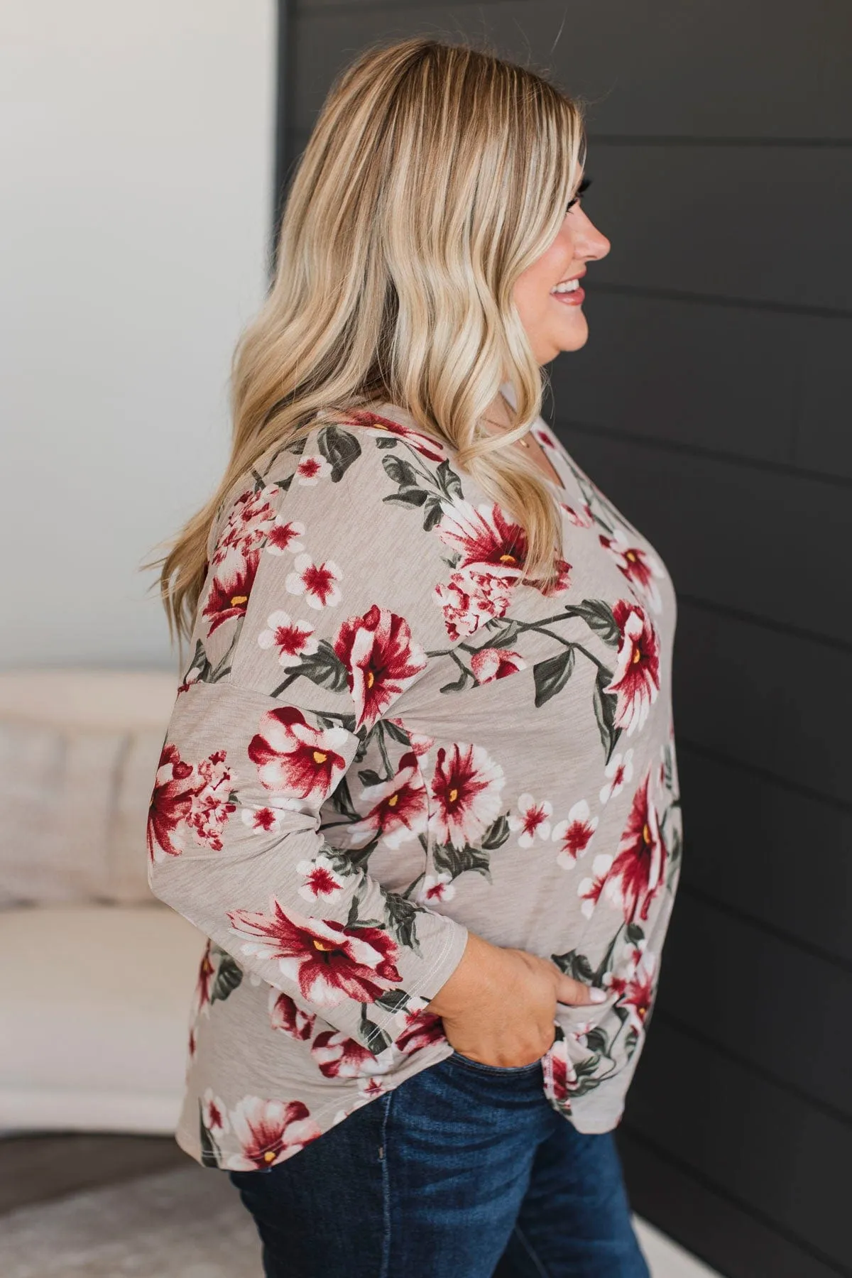 All That Remains Floral Top- Taupe & Olive