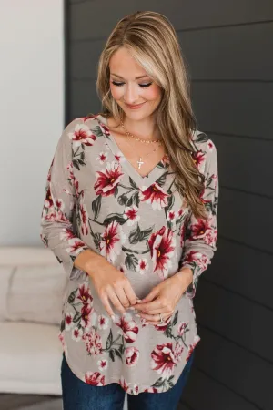 All That Remains Floral Top- Taupe & Olive