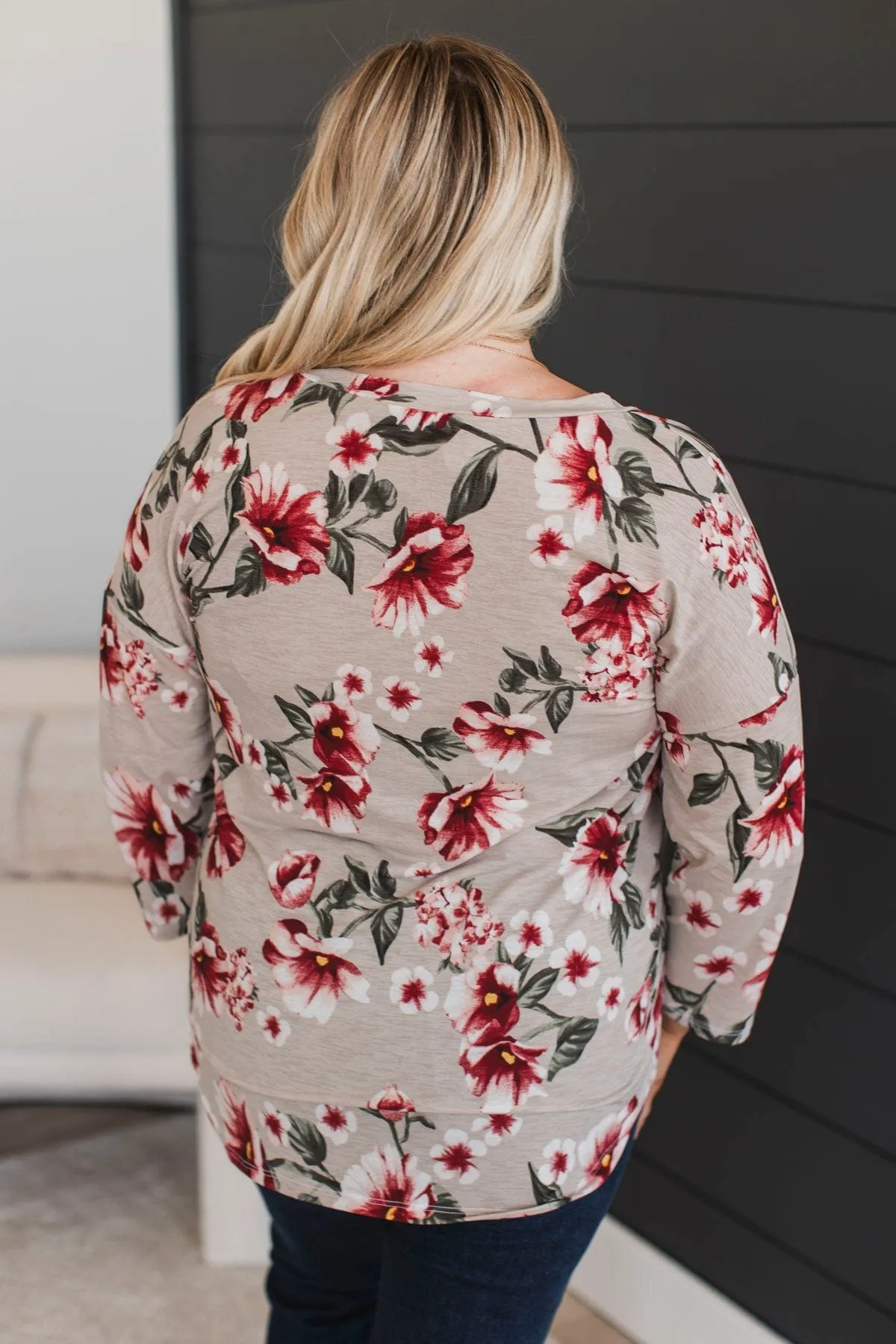 All That Remains Floral Top- Taupe & Olive