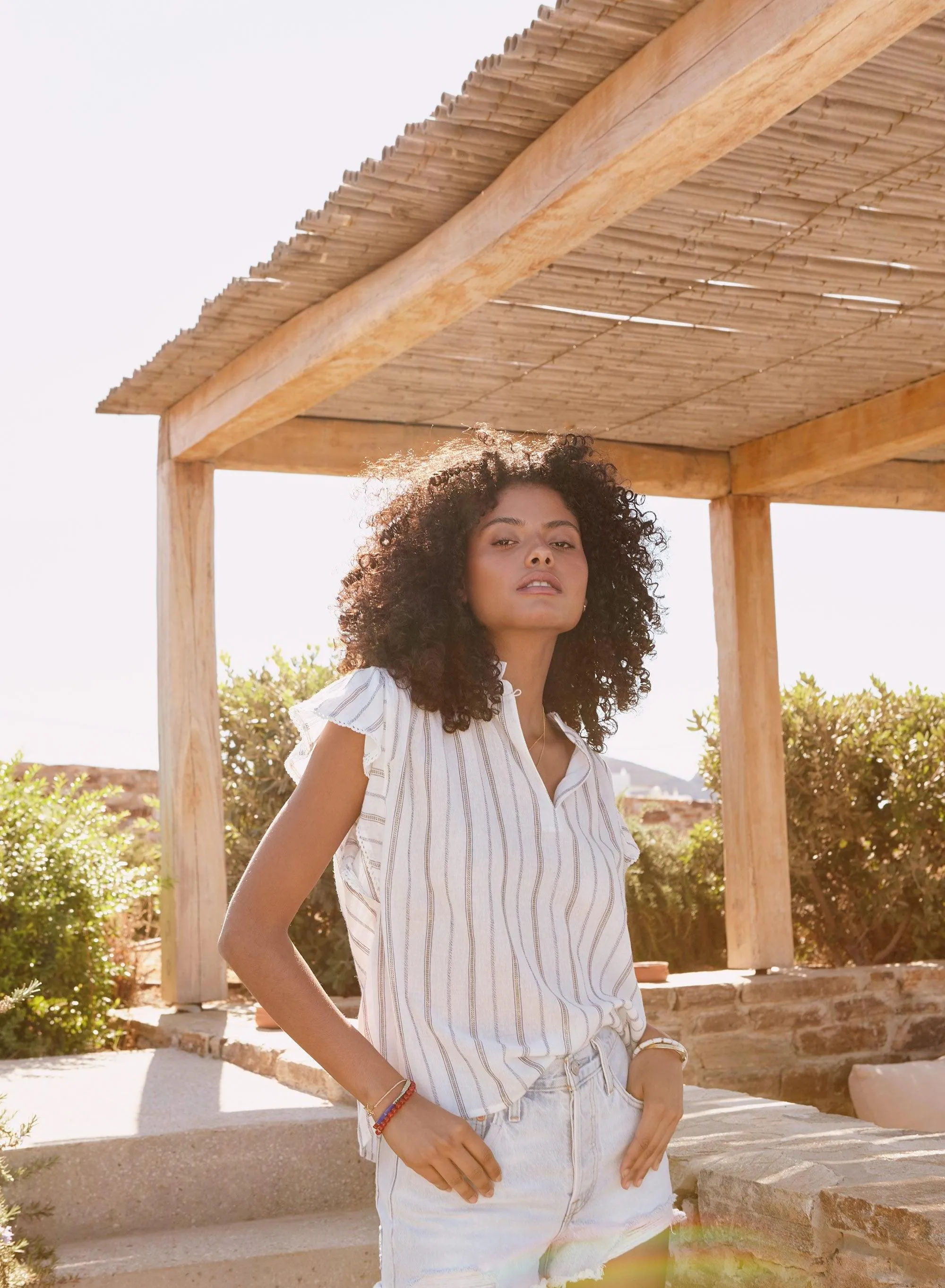 Alma Top - Ecru Stripe