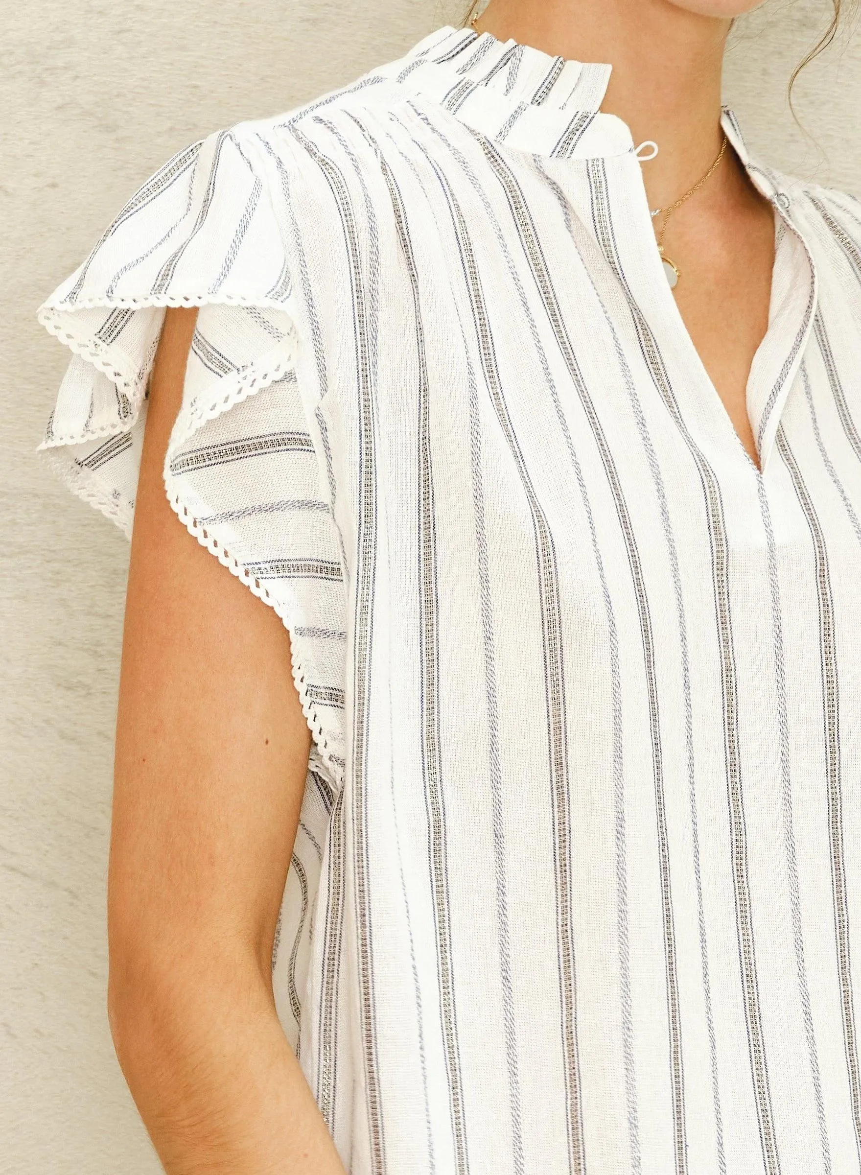 Alma Top - Ecru Stripe