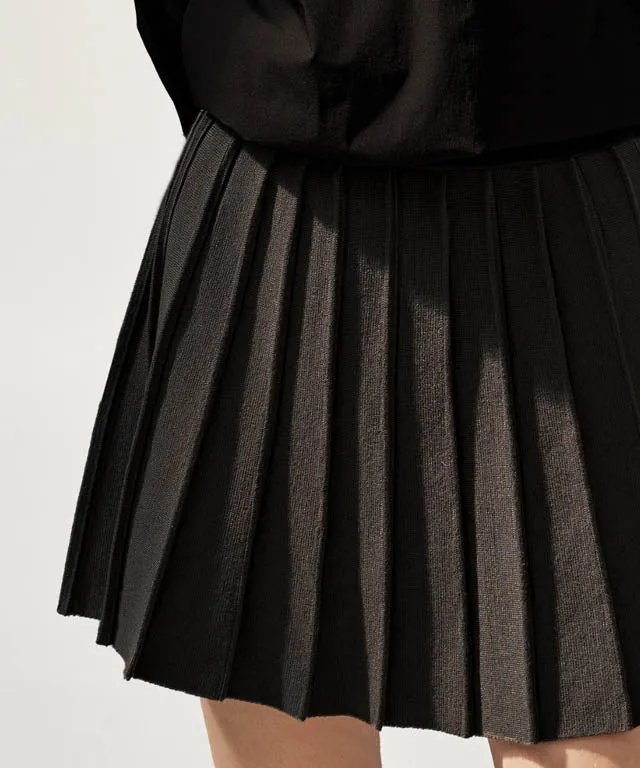 Anell Golf French Wool Skirt - Charcoal