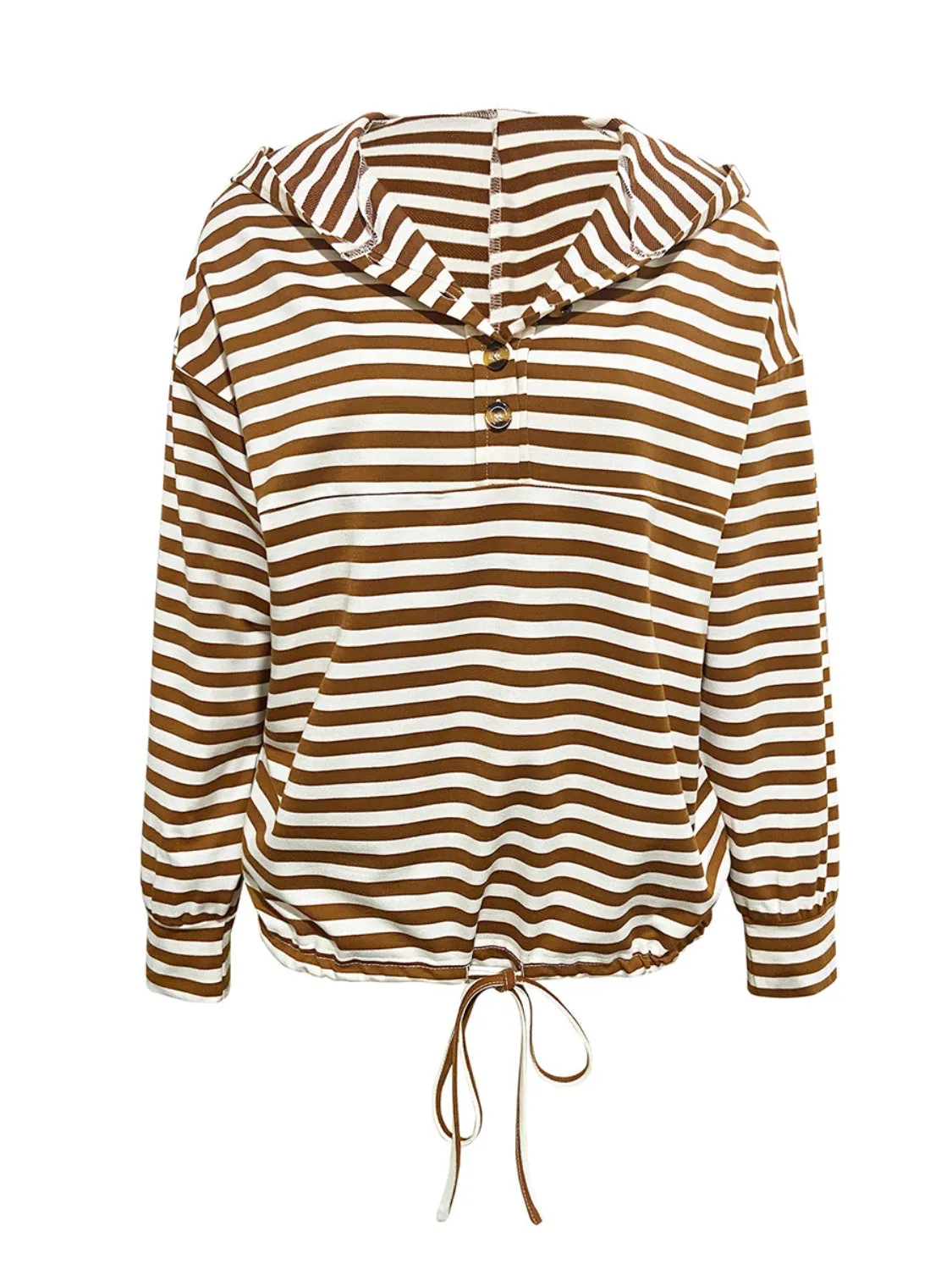 Annie Drawstring Striped Long Sleeve Hoodie