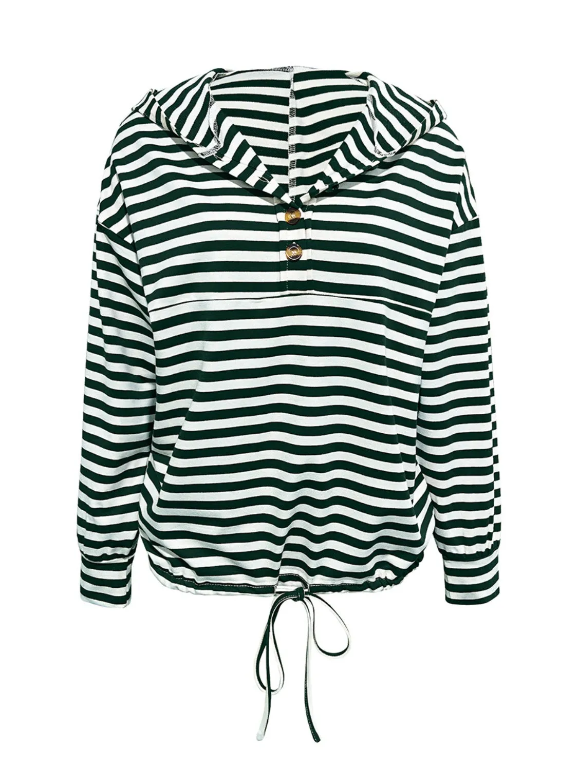 Annie Drawstring Striped Long Sleeve Hoodie