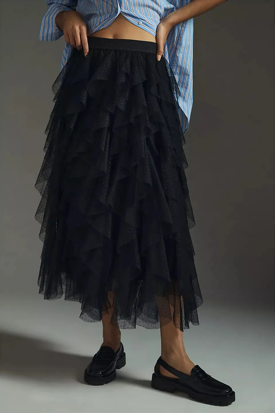 Anthropologie Ruffled Tulle Skirt